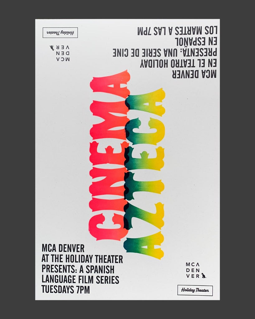 A straight on view of the poster with a black background. 